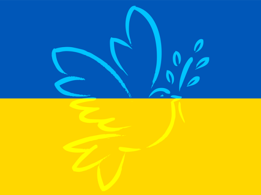 Ukraine Flagge mit Taube