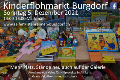 Kinderflohmarkt Burgdorf - Sonntag 5. Dezember 14:00-16:00, Markthalle