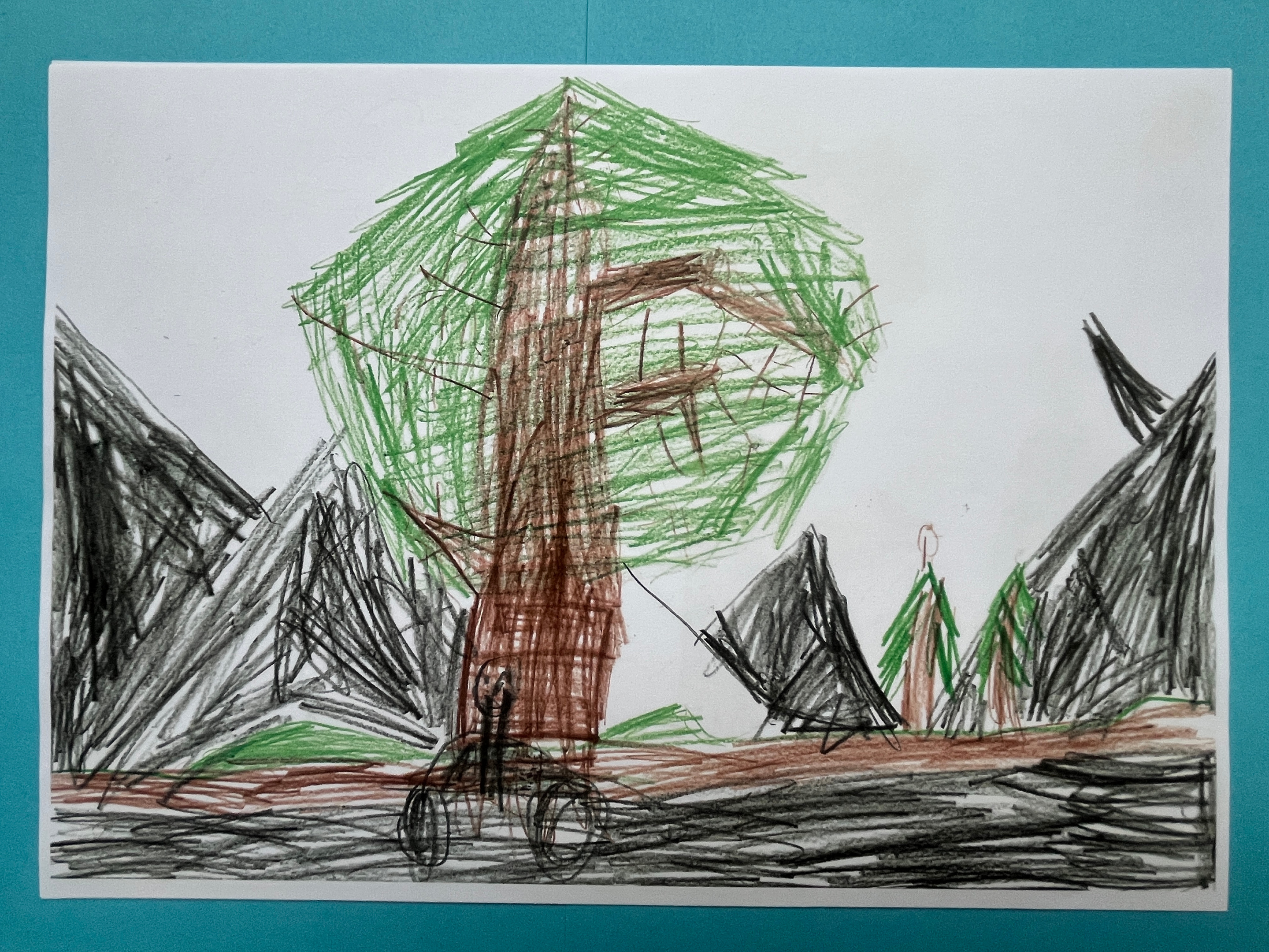 Zeichnung Raubvögel bei Strasse