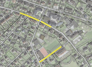 Pestalozzistrasse bis Falkenweg, Kreuzung Friedeggstrasse-Pestalozzistrasse-Jungfraustrasse, Karl-Grütter-Weg